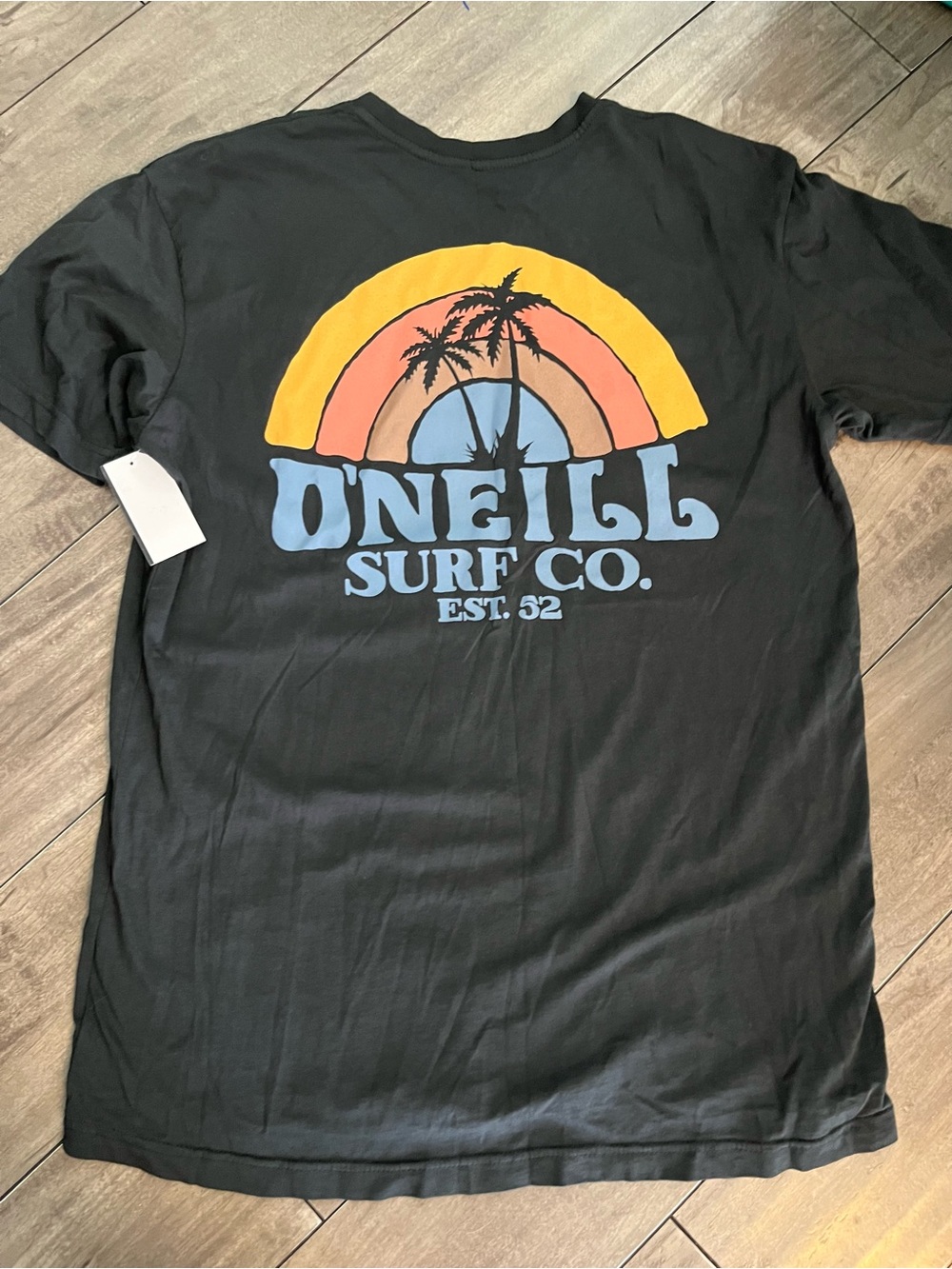 O'Neill Black Short-Sleeve Tee with Sunset Palm Graphic